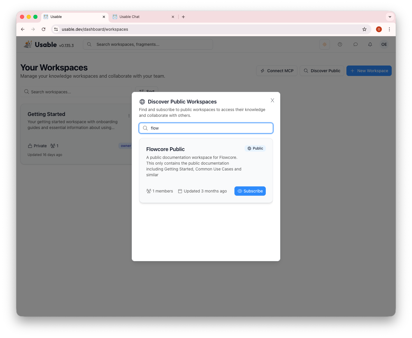 Discover public workspaces